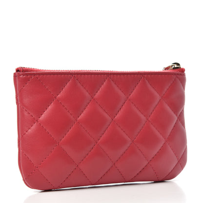 Chanel Lambskin Quilted Small Cosmetic Case Dark Pink 3 of 7