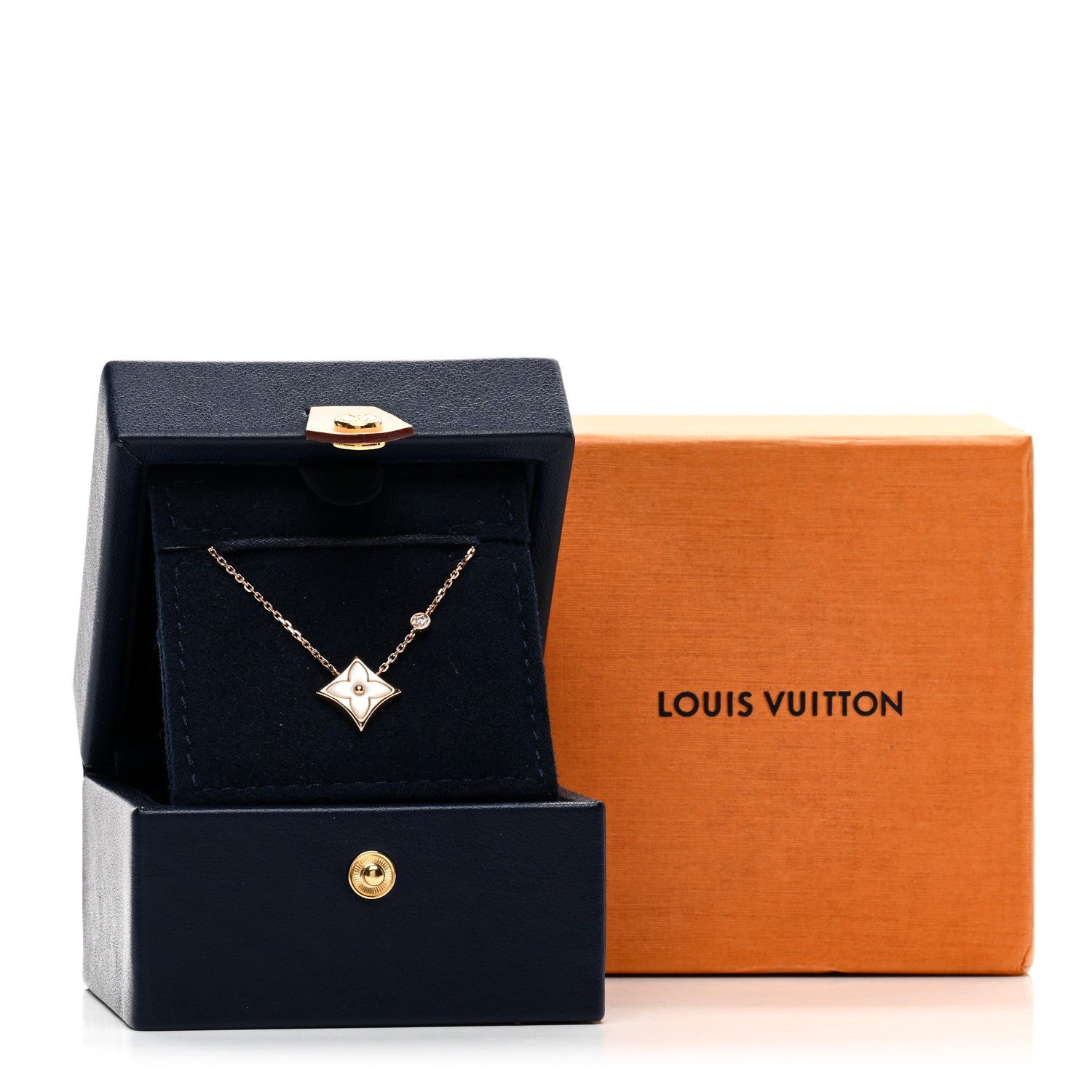 Louis Vuitton 18K Pink Gold Diamond Mother of Pearl Color Blossom BB Star Pendant Necklace 5 of 5