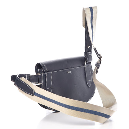 Christian Dior X KAWS Grained Calfskin Saddle Pouch Navy Blue 3 of 12