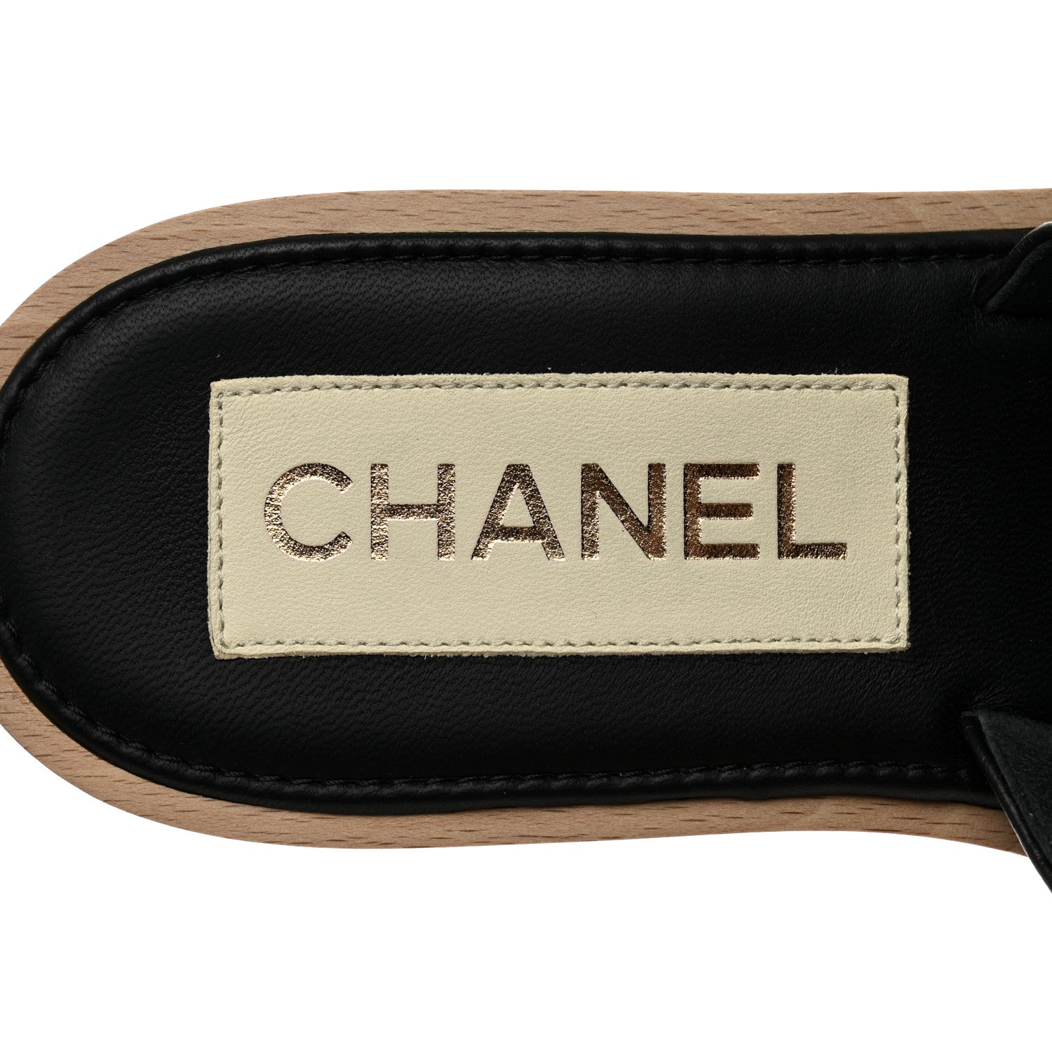 Chanel Lambskin Quilted CC Wedge Sandals 37 Black 6 of 7
