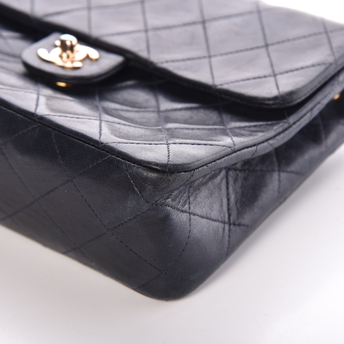 Lambskin Quilted Mini Square Flap Bag Navy