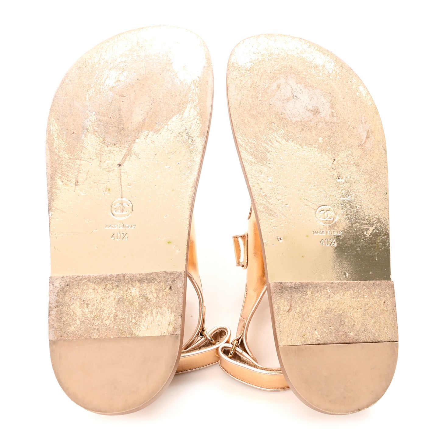 Metallic Laminated Calfskin Velcro Dad Sandals 40.5 Golden