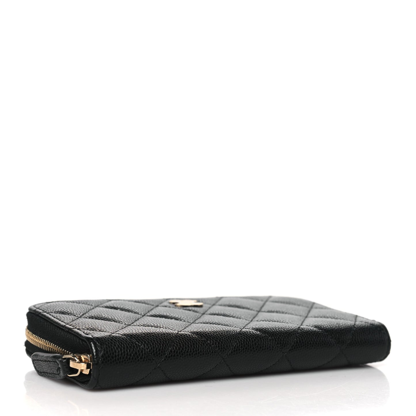 Caviar Quilted Medium Zip Around Wallet Black