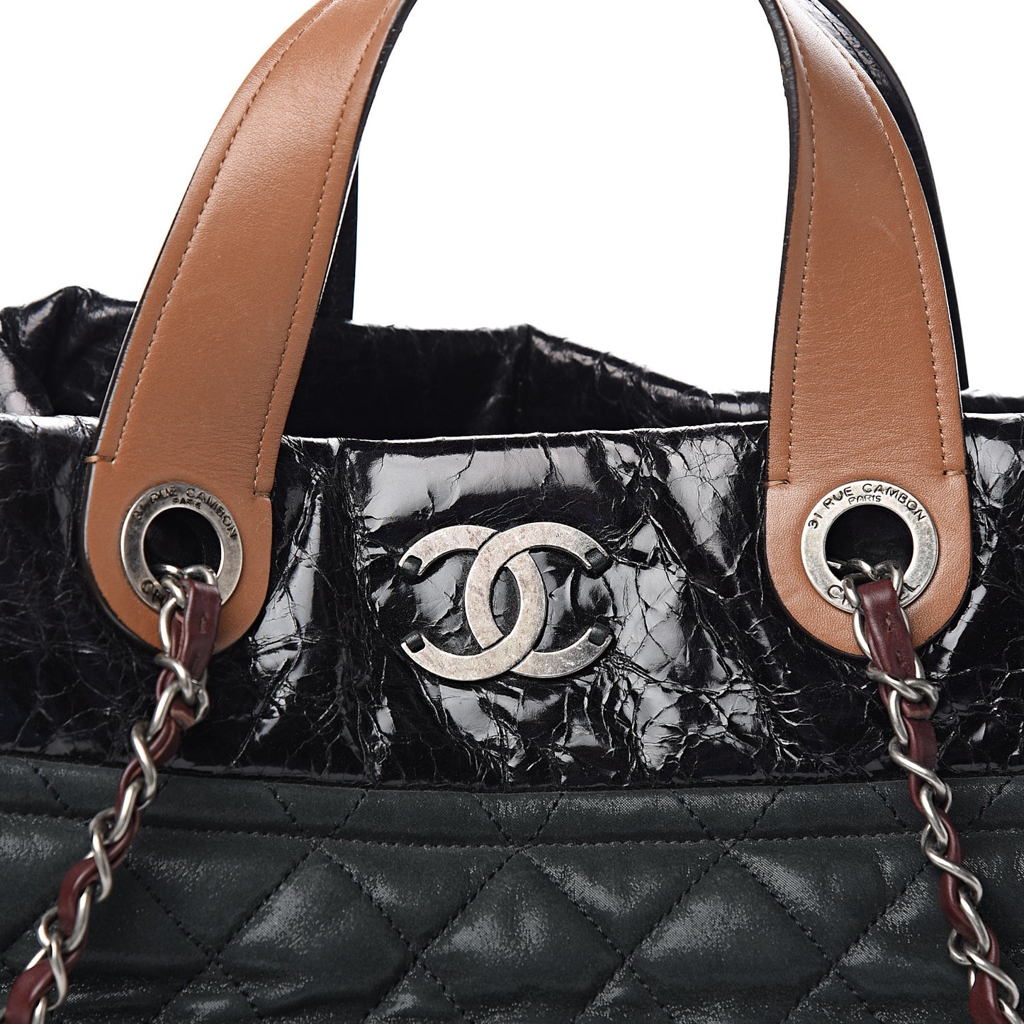 Iridescent Calfskin Small In The Mix Tote Black