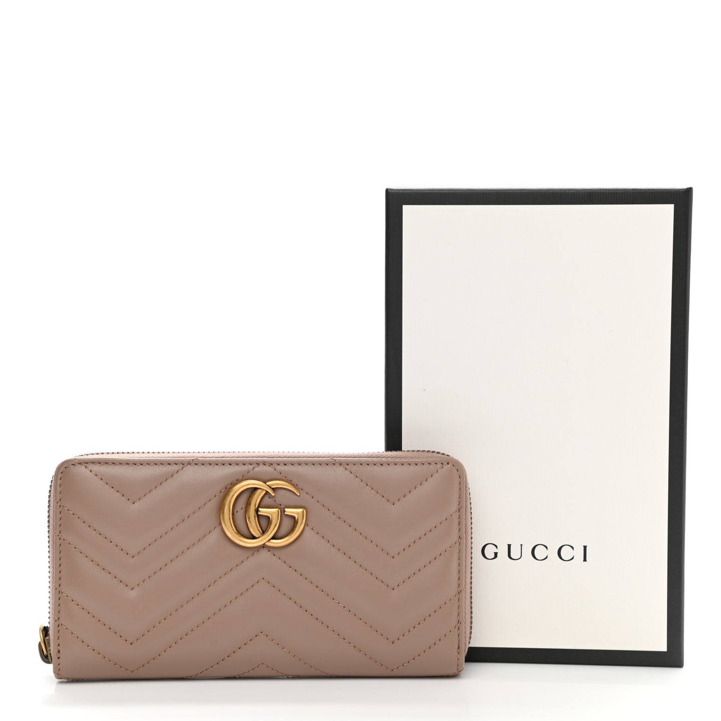 Calfskin Matelasse GG Marmont Zip Around Wallet Porcelain Rose