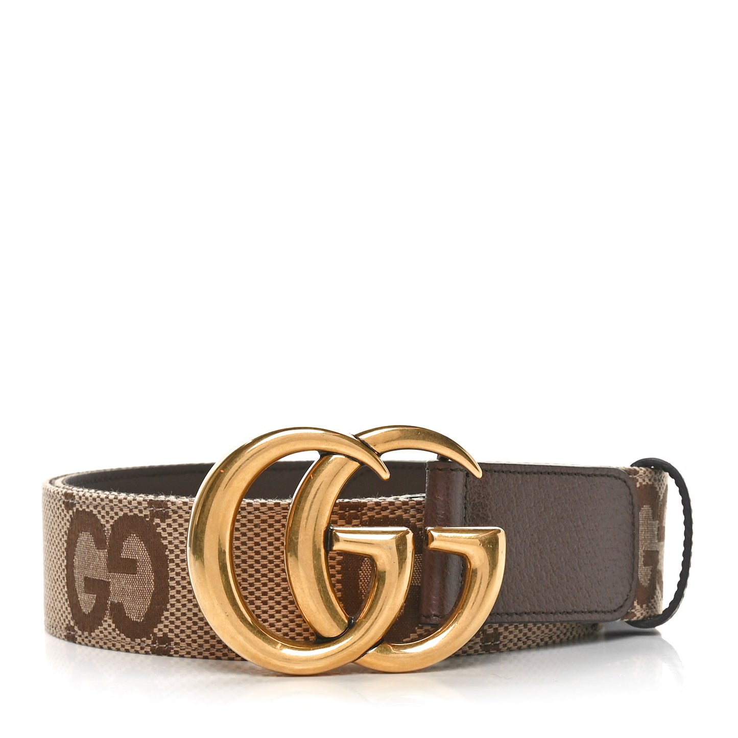 Monogram Jumbo GG Textured Dollar Calfskin Double G 40mm Belt 110 44 Camel Ebony