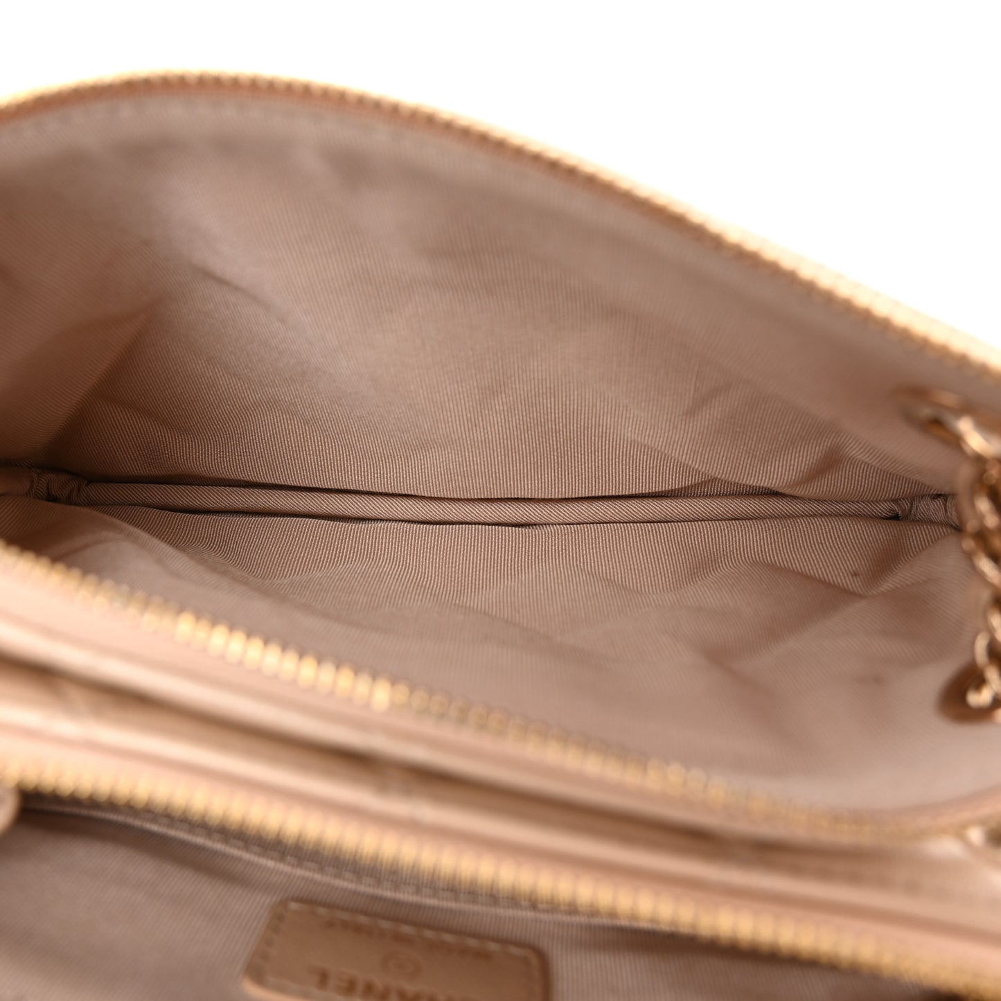 Shiny Lambskin Quilted Small Double Case With Strap Beige