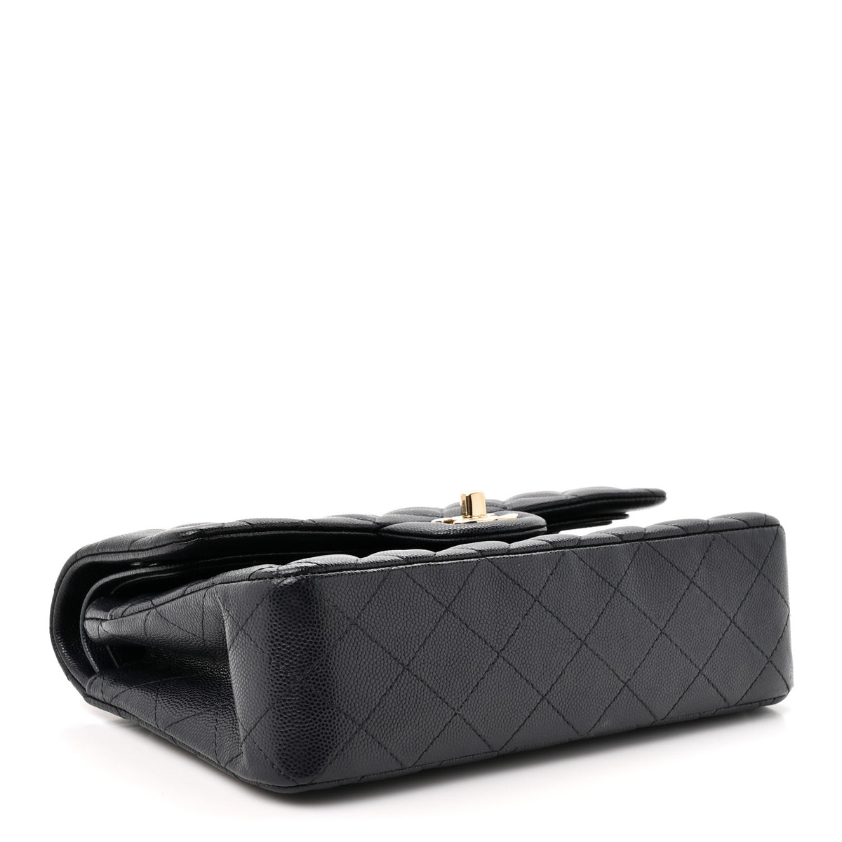 Caviar Quilted Small Double Flap Navy