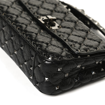 Valentino Garavani Craquele Nappa Small Rockstud Spike Shoulder Bag Black 9 of 10