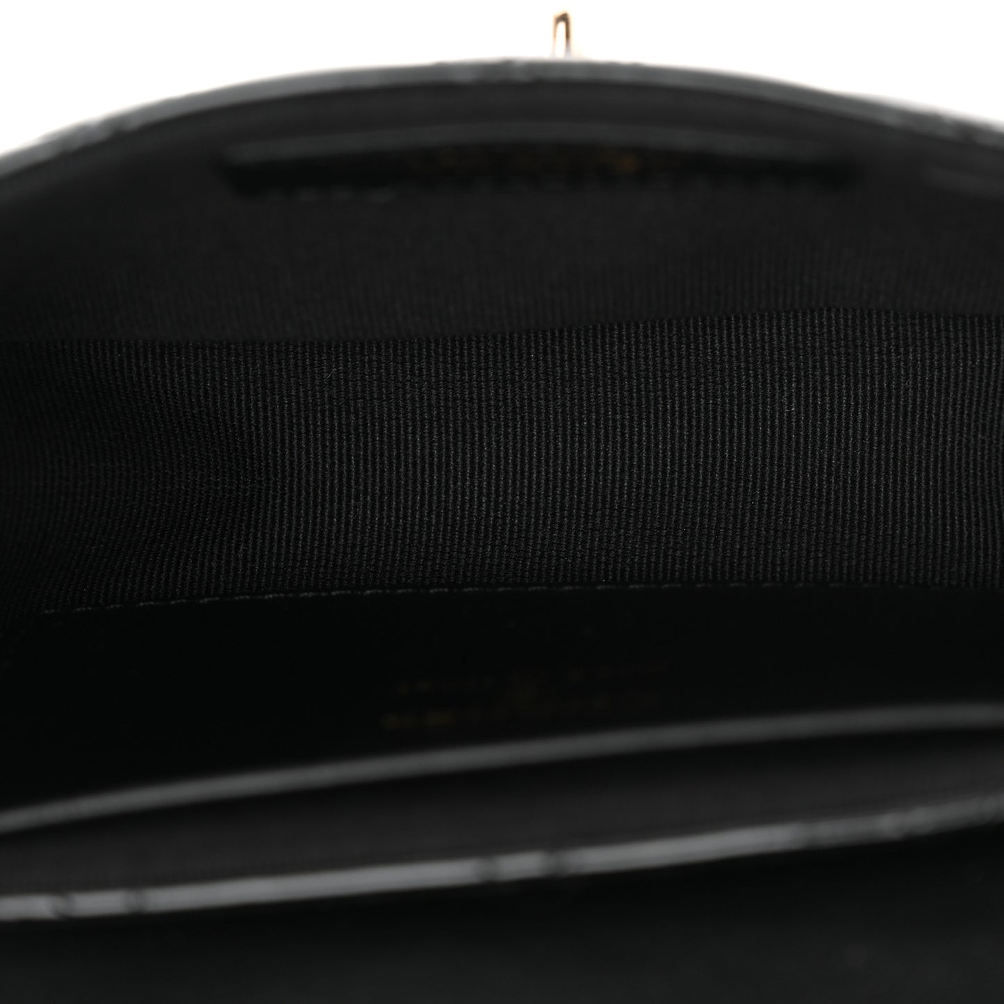 Patent Calfskin Quilted Mini Clutch Black