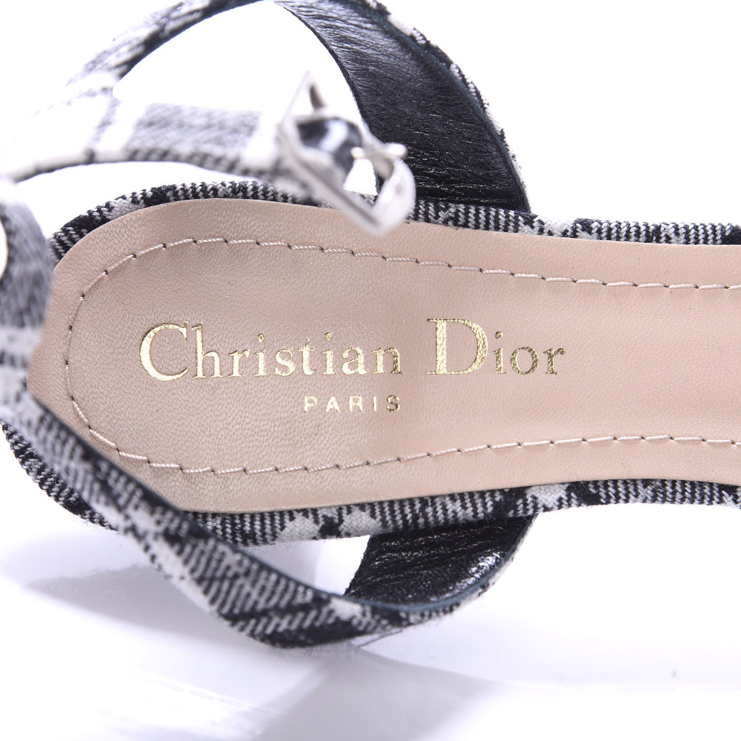 Christian Dior Canvas Tartan Gang Ankle Strap Slingback Pumps 38 Black 7 of 8