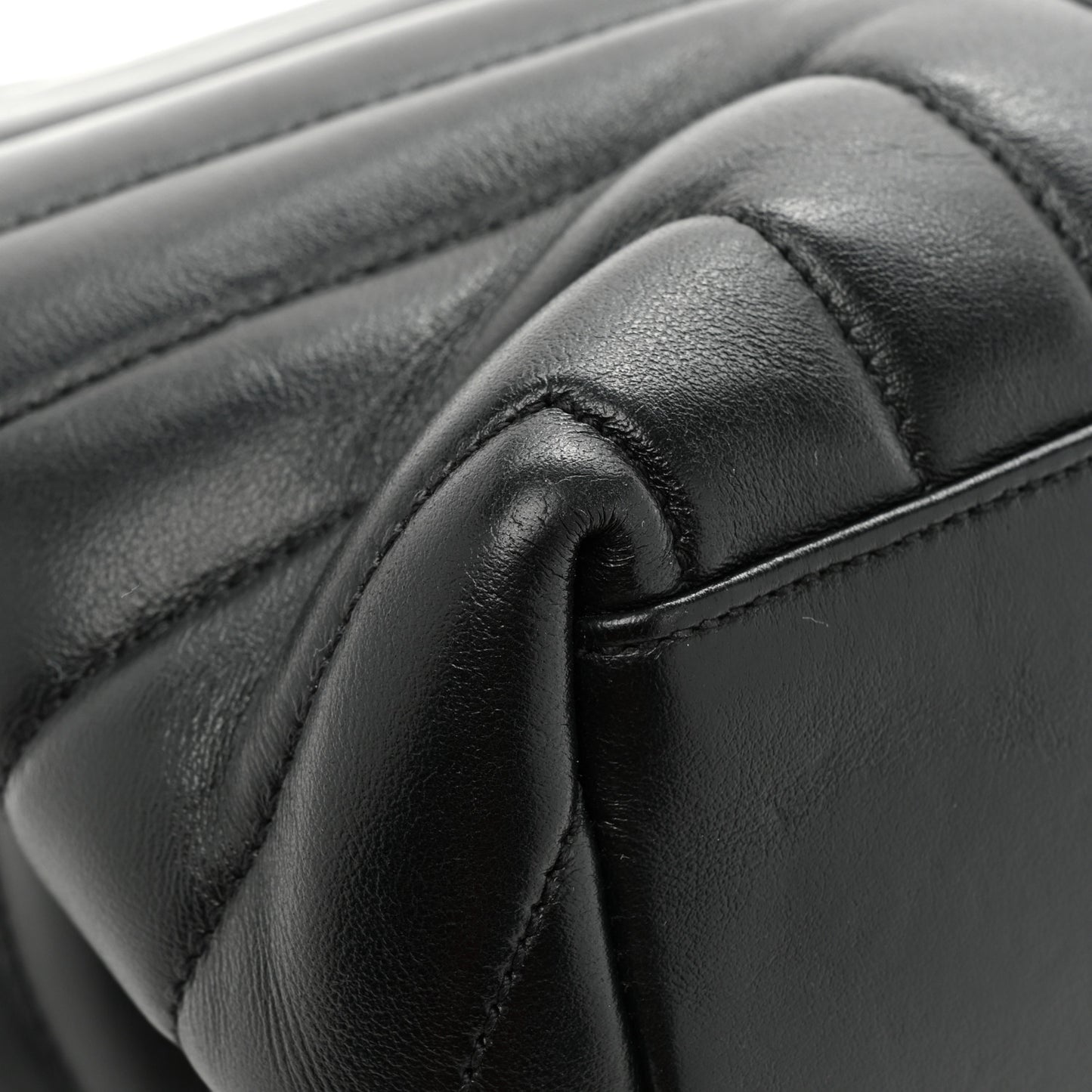 Calfskin Y Quilted Monogram Medium Loulou Chain Satchel Black