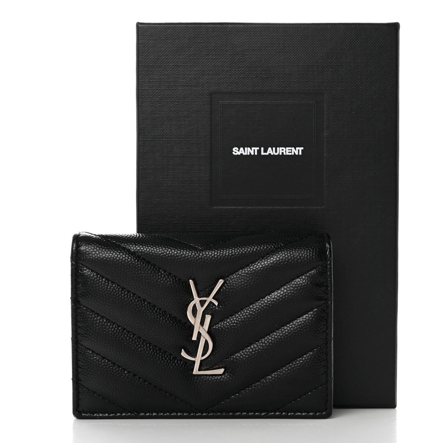 Grain De Poudre Matelasse Chevron Monogram Card Case Black