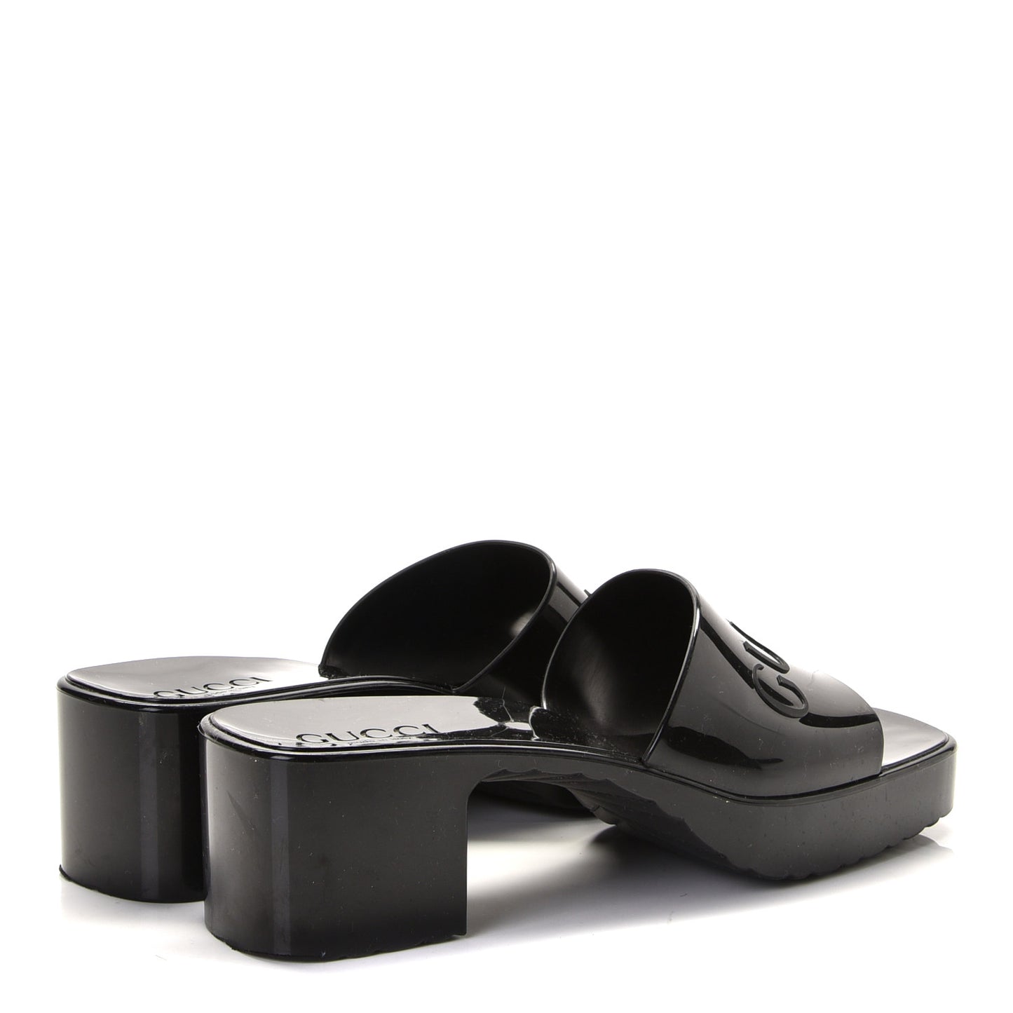 Rubber Gucci Logo Womens Platform 20/60mm Slide Sandals 39 Black