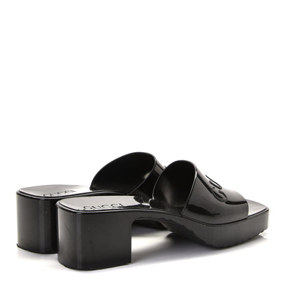 Gucci Rubber Gucci Logo Womens Platform 20/60mm Slide Sandals 39 Black 3 of 9