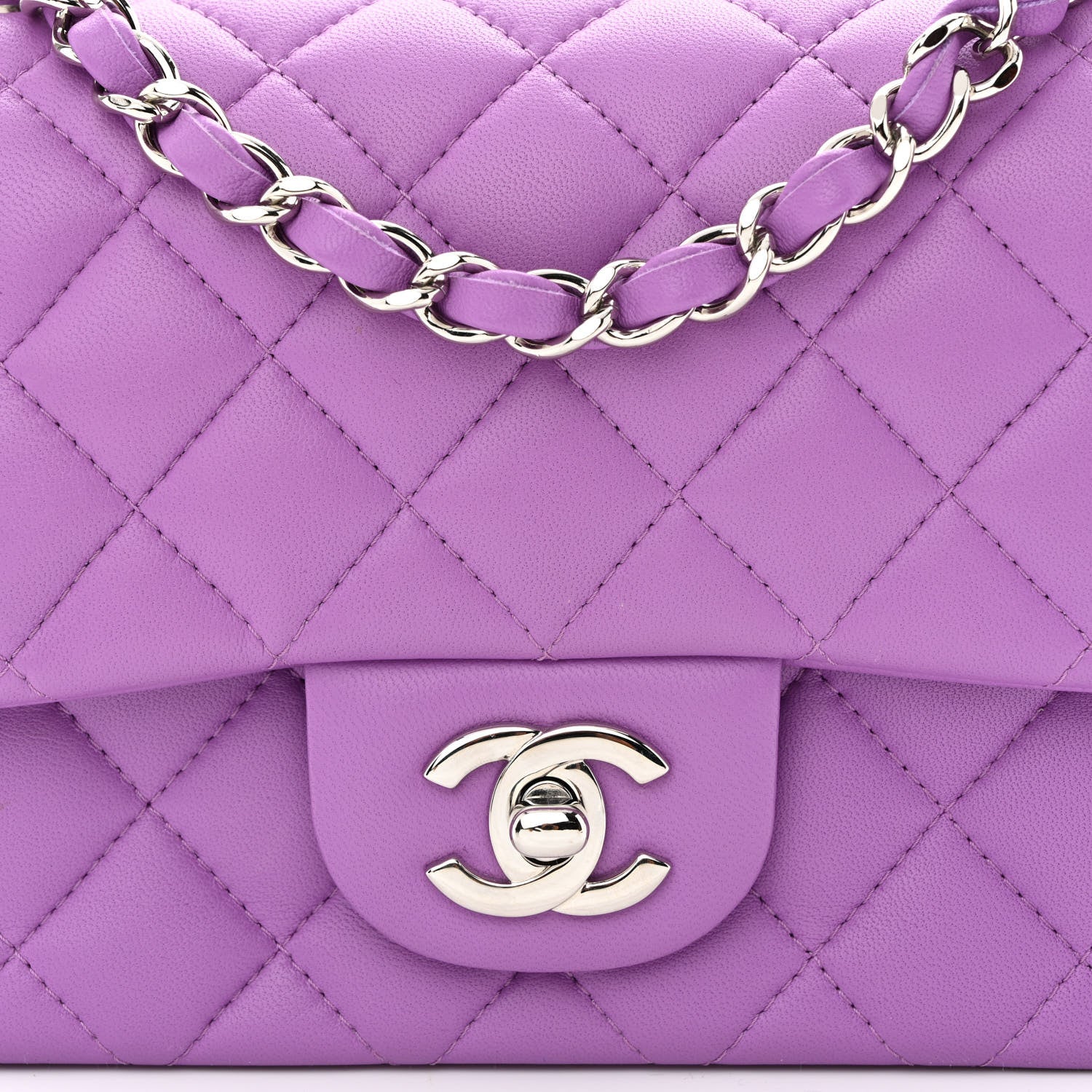 Chanel Lambskin Quilted Mini Square Flap Purple 8 of 10