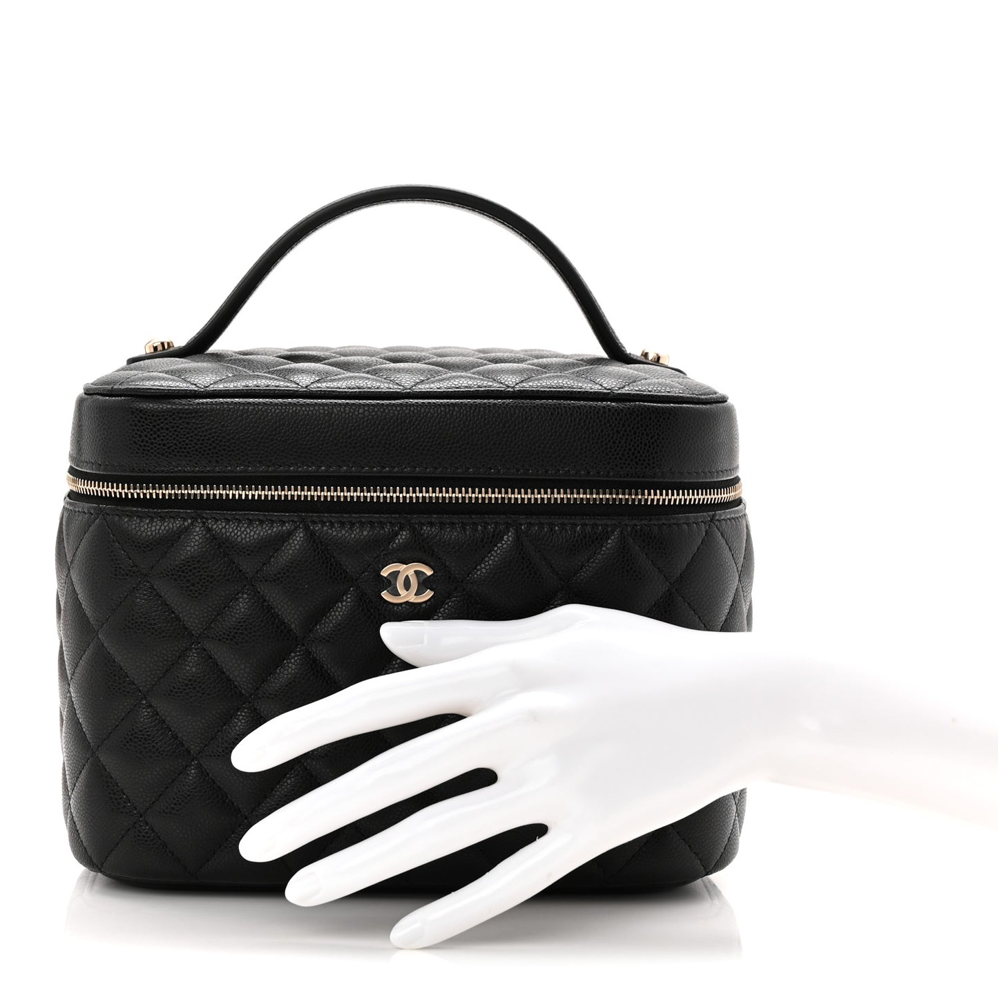 Caviar Quilted Large Vanity Pouch Black