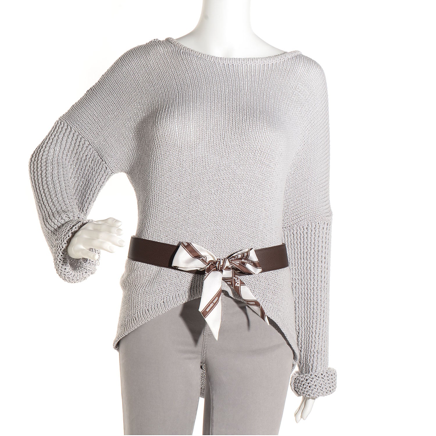 Hermes Epsom Monogram Kimono Belt w Bolduc Twilly Medium Chocolate 2 of 7