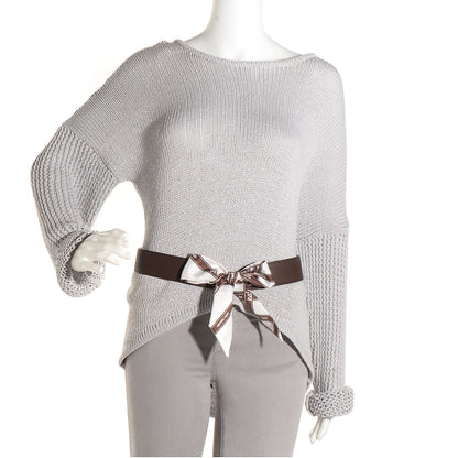 Hermes Epsom Monogram Kimono Belt w Bolduc Twilly Medium Chocolate 2 of 7