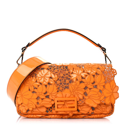 Fendi Embroidered Flowers Baguette Orange 1 of 13