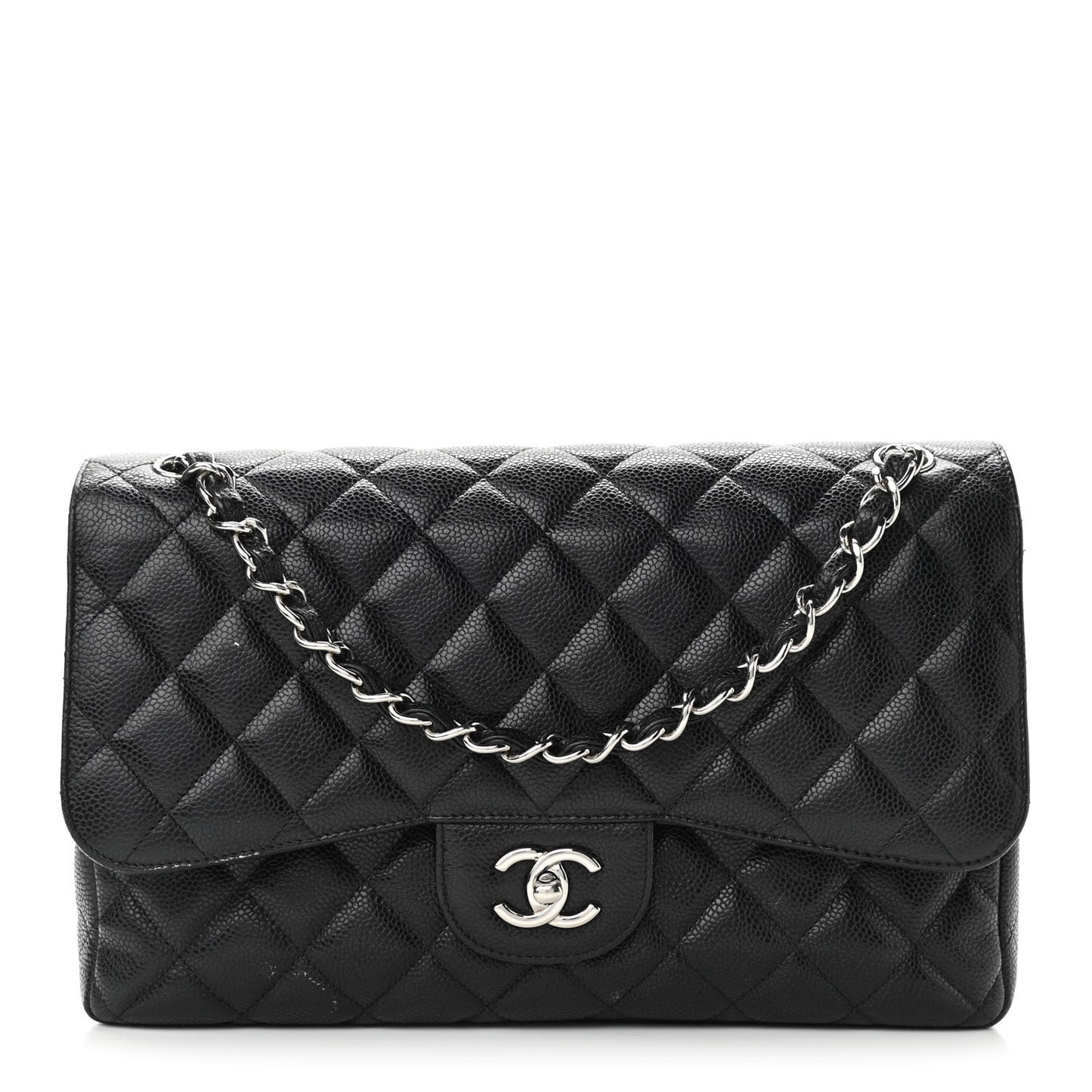 Caviar Quilted Jumbo Double Flap Black