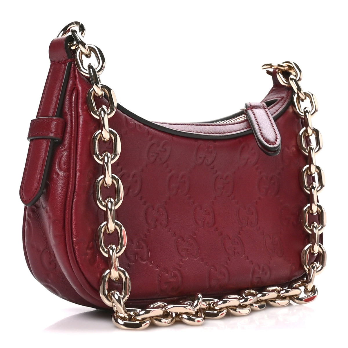 GG Calfskin Embossed Emblem Mini Shoulder Bag Rosso Ancora