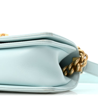Chanel Calfskin Chevron Embroidered Small Boy By The Sea Flap Light Blue 10 of 11
