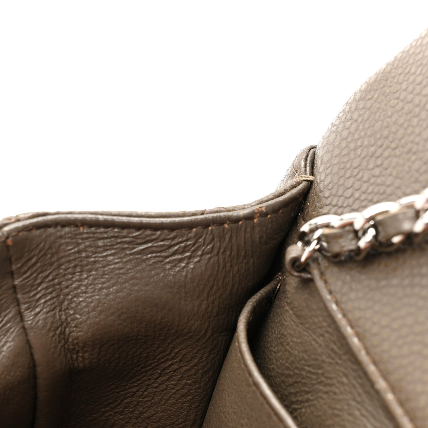 Caviar Quilted Clutch With Chain Flap Brown