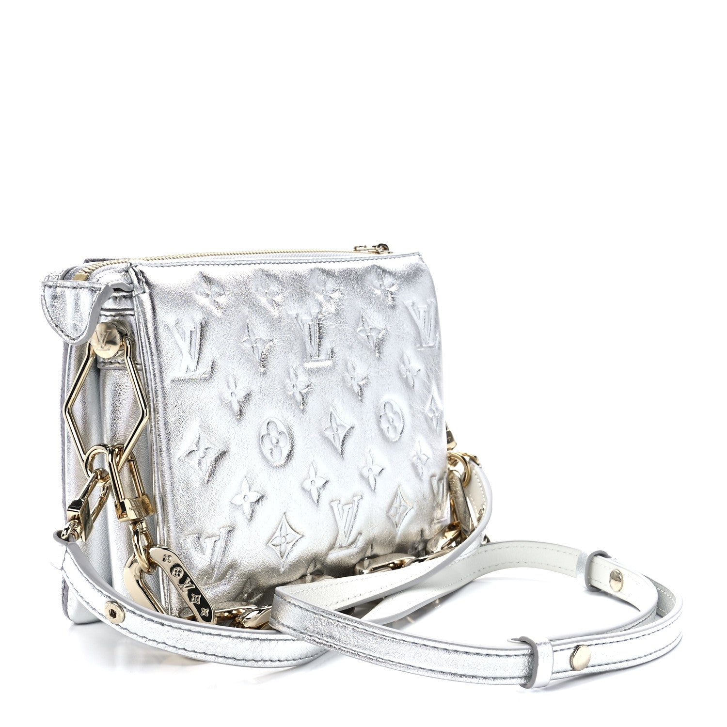 Louis Vuitton Satin Sequin Embroidered Monogram Coussin BB Silver 3 of 10