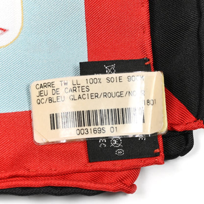 Hermes Silk Jeu de Cartes Scarf 90 Bleu Glacier Rouge Black 3 of 5
