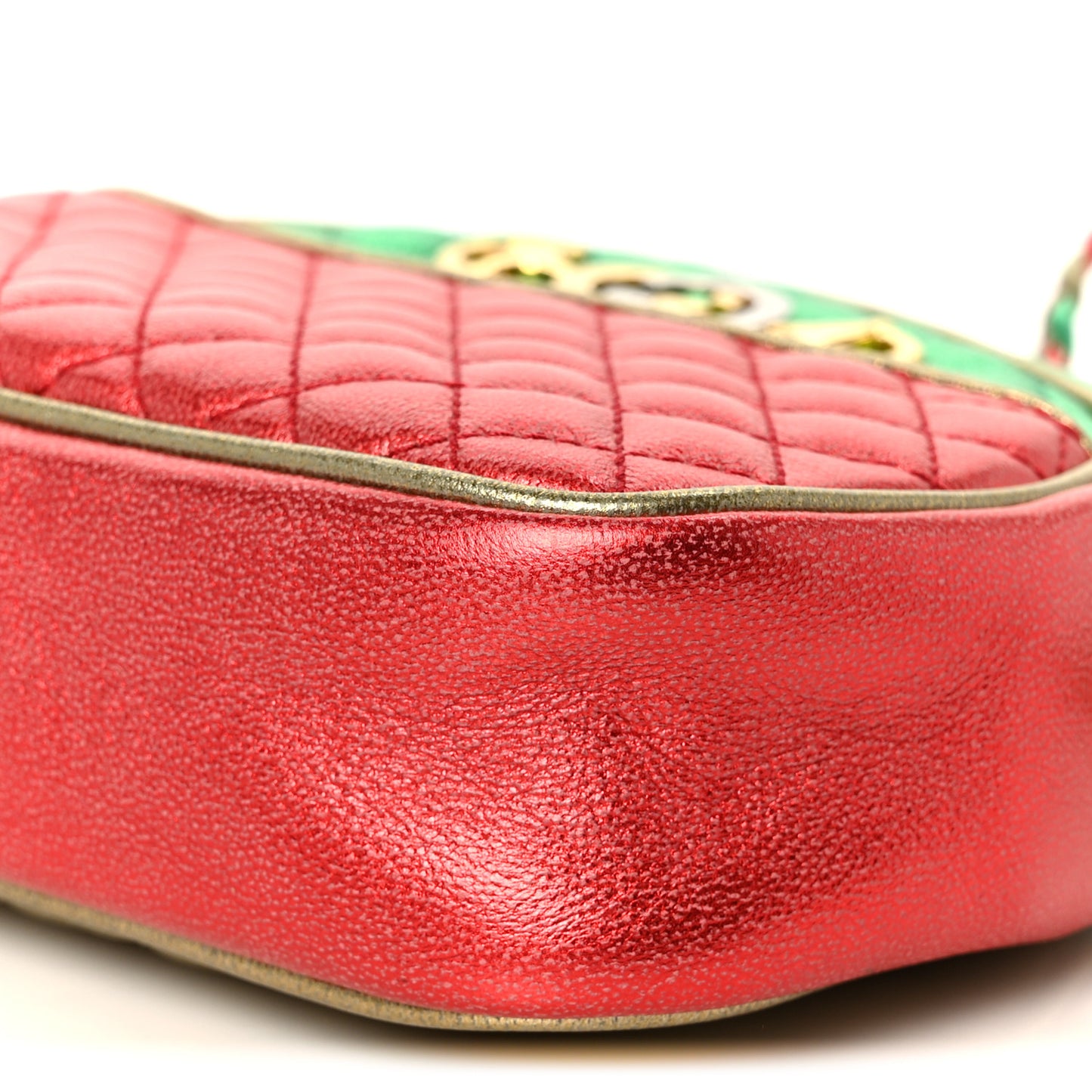 Laminated Nappa Trapuntata Mini Zumi Dome Shoulder Bag Rosso Jasmine Green Rame