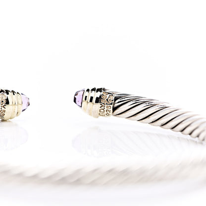 David Yurman Sterling Silver 14K Yellow Gold Amethyst 5mm Cable Classics Petite Color Bracelet 4 of 6