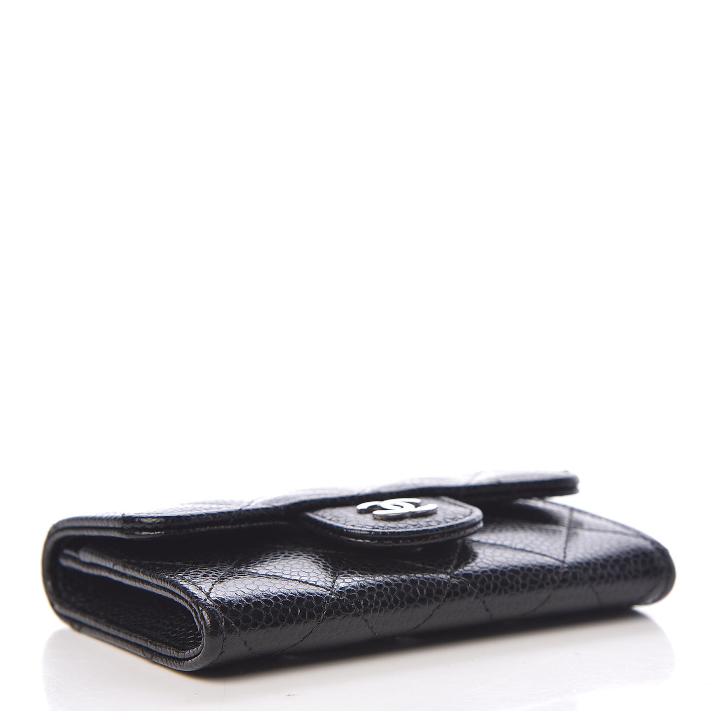 Caviar Quilted Flap Card Holder Black
