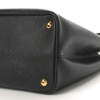 Prada Saffiano Cuir Medium Double Bag Black Fuoco 7 of 13