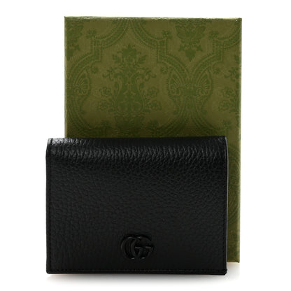 Gucci Dollar Calfskin Enamel Monochrome GG Marmont Card Case Black 8 of 8