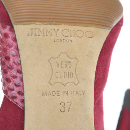 Jimmy Choo Suede Reptile Sandals 37 Red 4 of 7