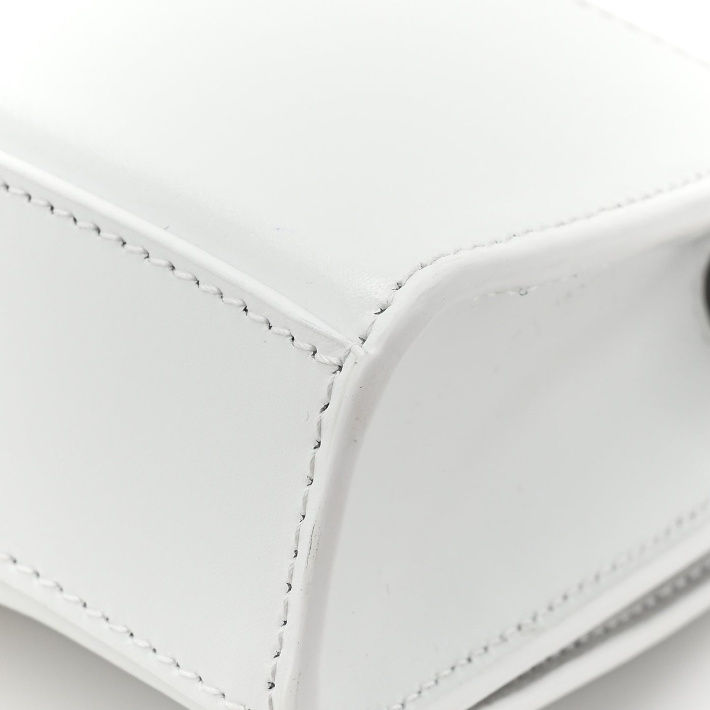 Shiny Box Calfskin Hourglass Chain Bag White