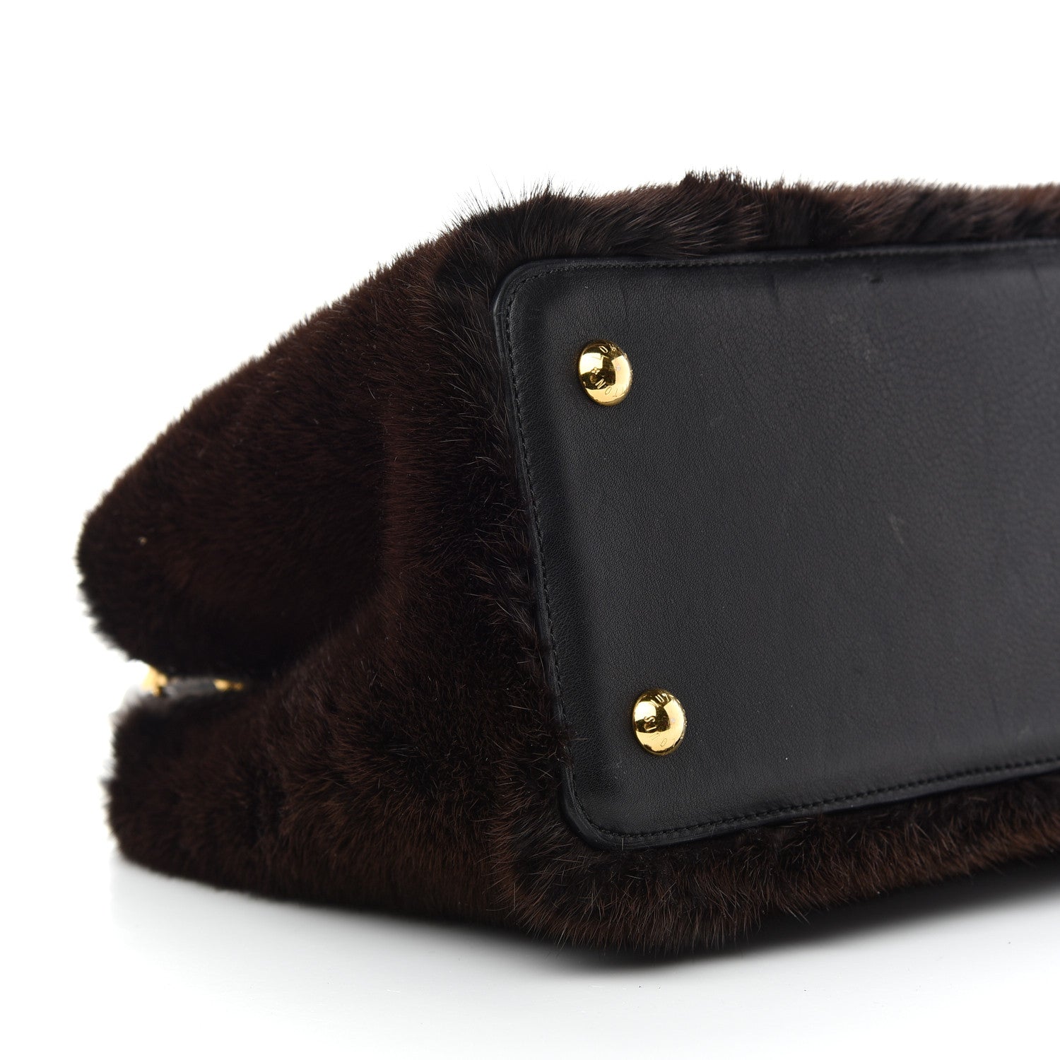Louis Vuitton Mink Fur Capucines MM Dark Brown 7 of 9