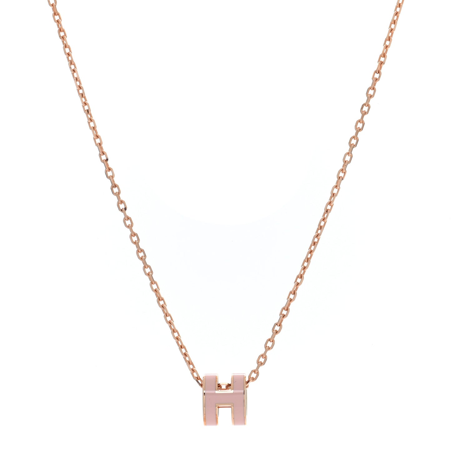 Lacquered Rose Gold Mini Pop H Pendant Necklace Rose Dragee