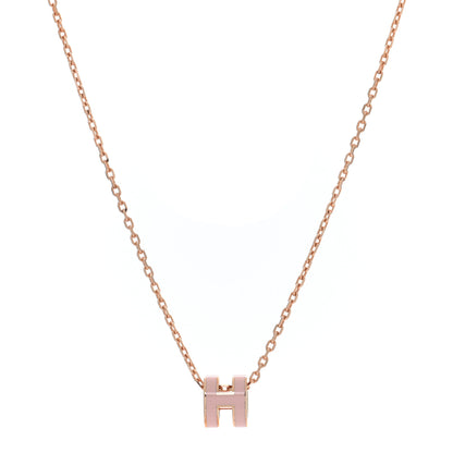 Hermes Lacquered Rose Gold Mini Pop H Pendant Necklace Rose Dragee 1 of 5
