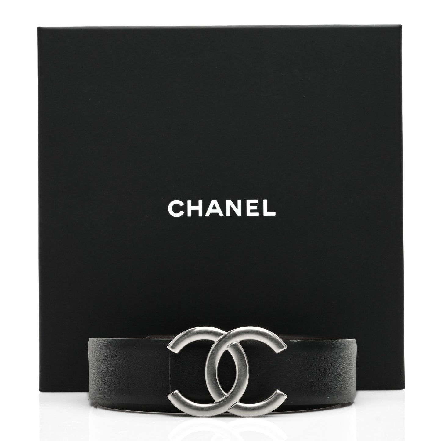 Calfskin CC Reversible Belt 85 34 Black Burgundy