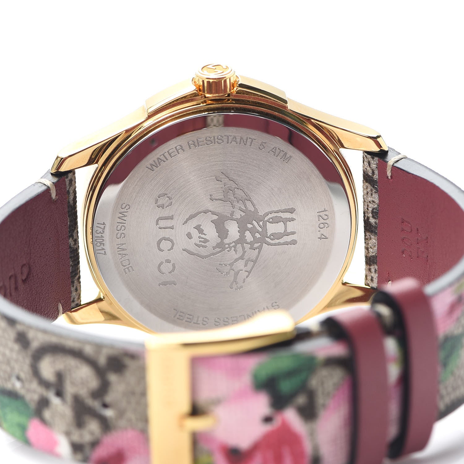 Gucci Stainless Steel Canvas 38mm G-Timeless Supreme GG Blooms Quartz Watch Brown 4 of 5