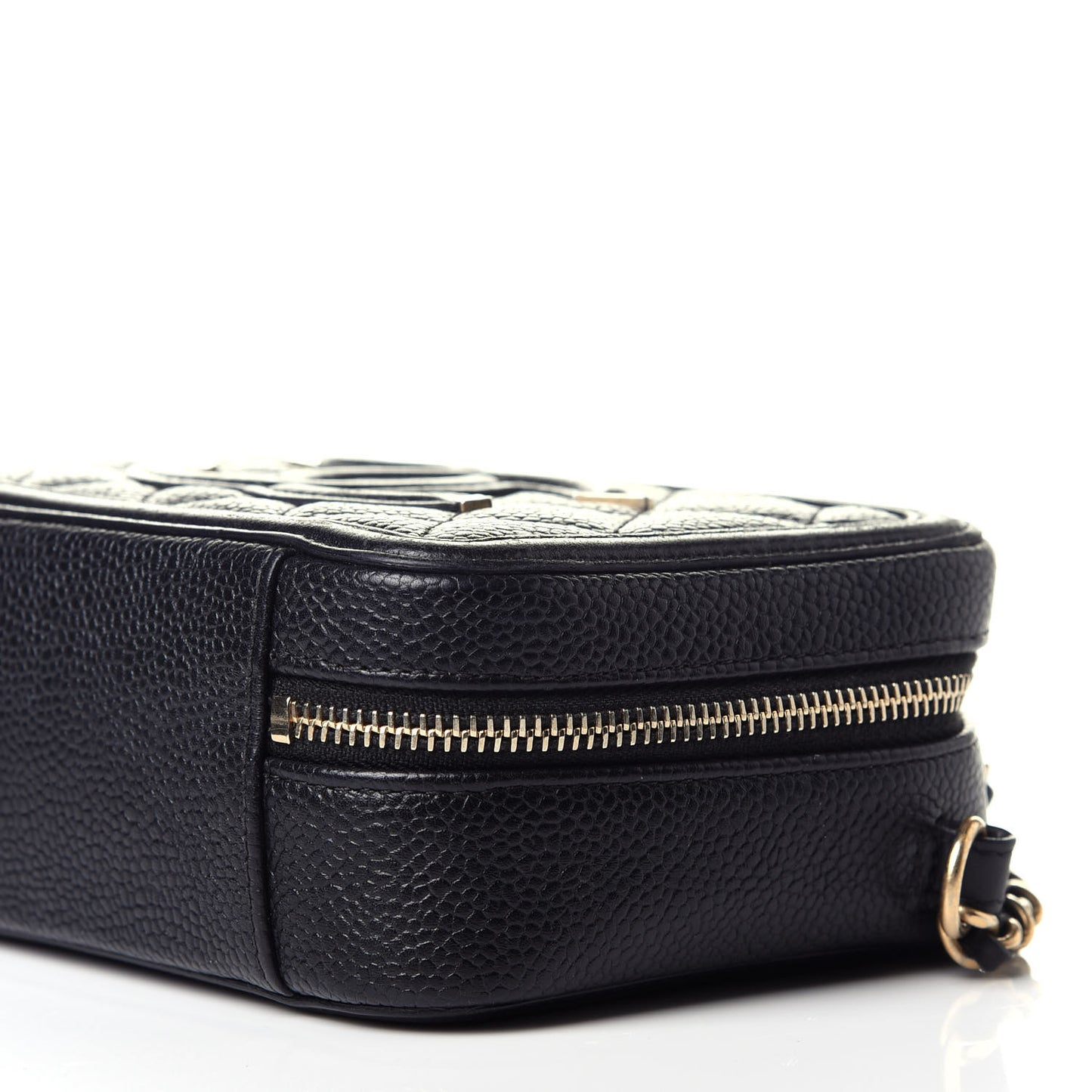 Caviar Quilted CC Filigree Vanity Clutch With Chain Black