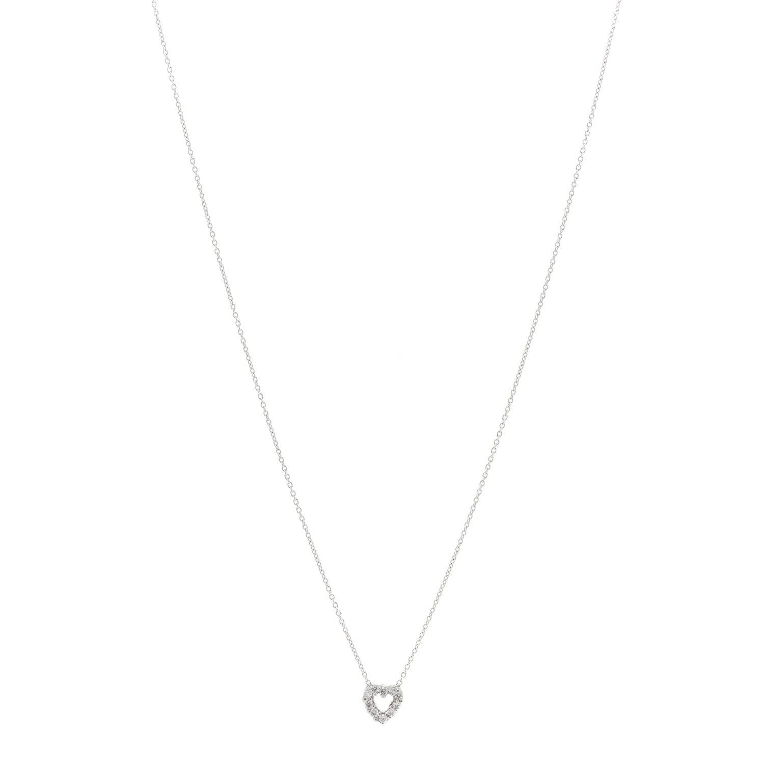 Roberto Coin 18K White Gold Diamond Tiny Treasures Heart Pendant Necklace 1 of 3