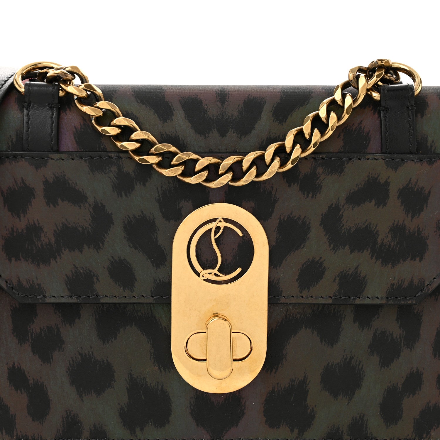 Christian Louboutin Nylon Reflex Calfskin Leopard Elisa Baguette Multicolor Black 8 of 10