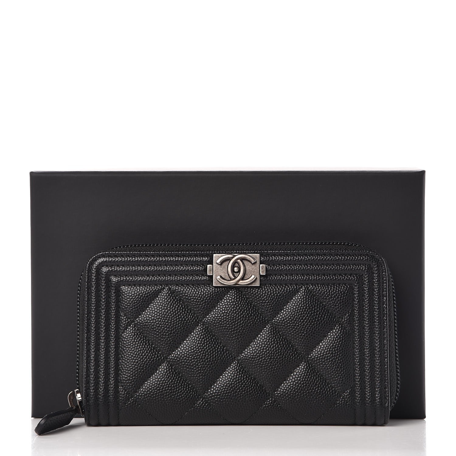 Chanel Caviar Quilted Small Boy Zip Around Wallet Black 9 of 9