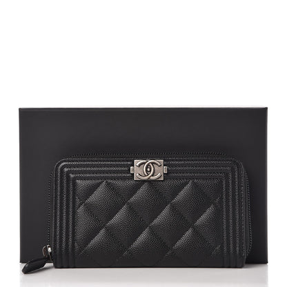 Chanel Caviar Quilted Small Boy Zip Around Wallet Black 9 of 9
