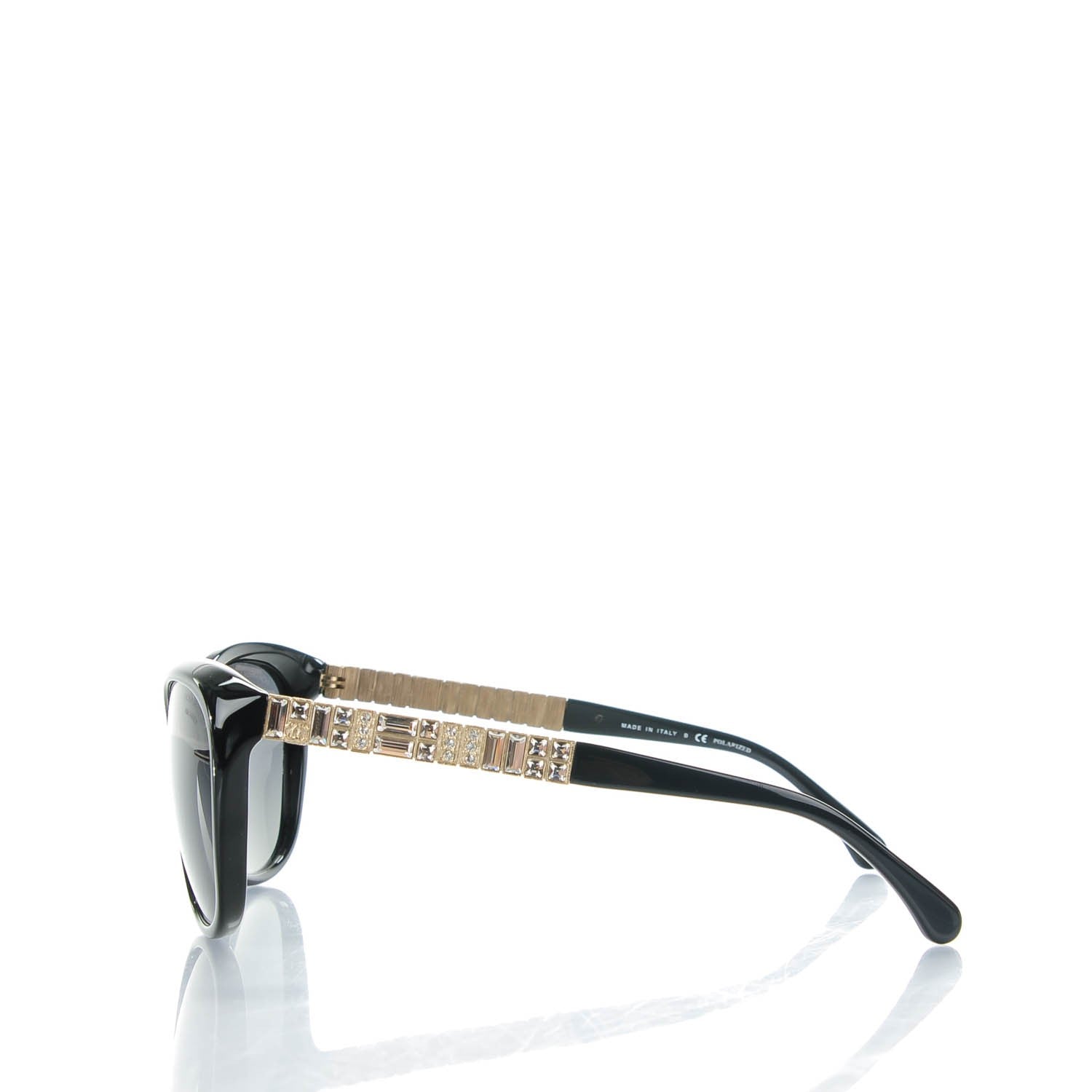 Chanel Crystal Baguette Polarized Cat Eye Sunglasses 5309-B Black 2 of 6