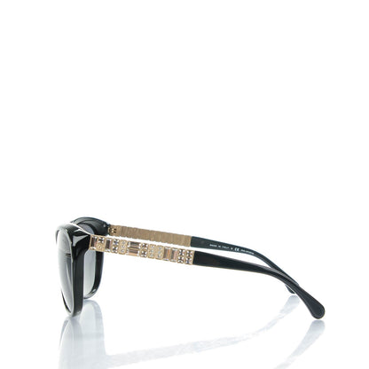 Chanel Crystal Baguette Polarized Cat Eye Sunglasses 5309-B Black 2 of 6