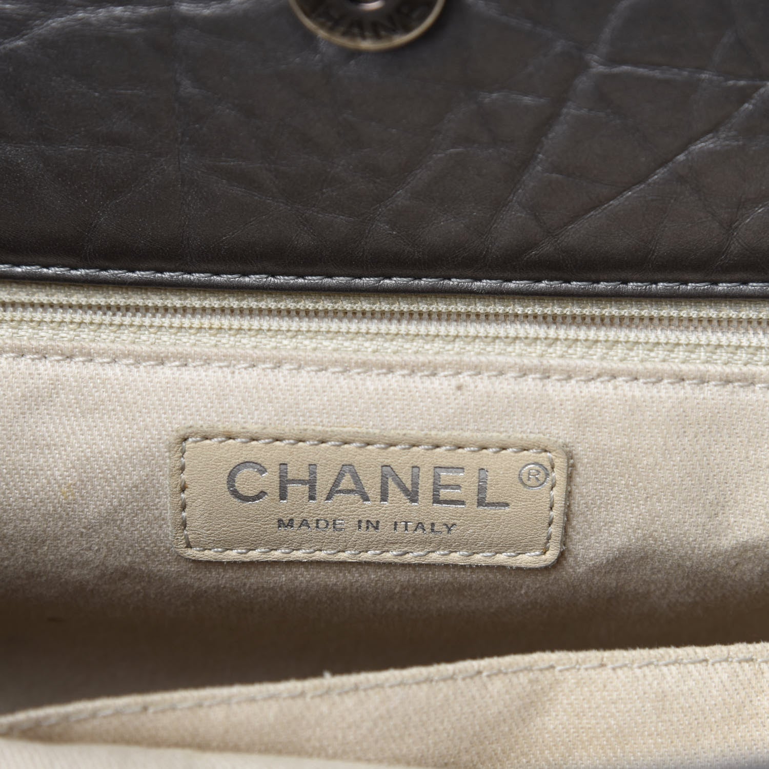 Chanel Metallic Aged Calfskin Quilted Reissue 2.55 Tote Dark Grey 13 of 15